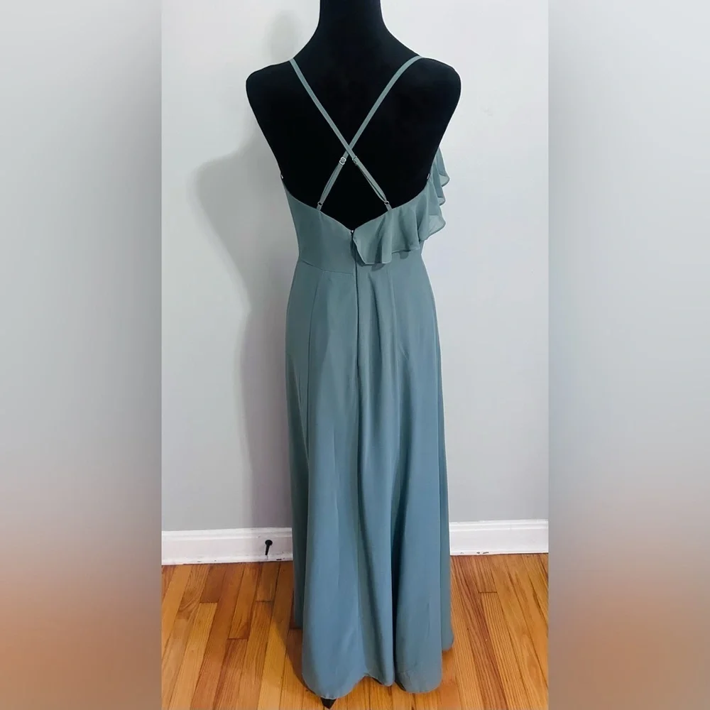 Revelry Paloma Eucalyptus Green Ruffle Front Maxi Dress Sz 6 Bridesmaid Formal